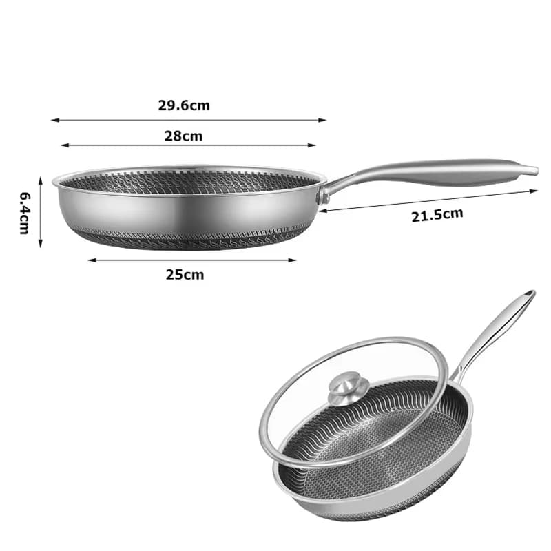 Stainless Steel Nonstick Frying Pan with Lid