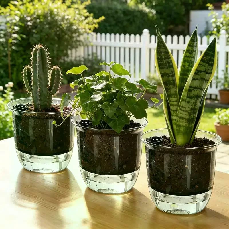 Self-Watering Clear Plastic Plant Pot