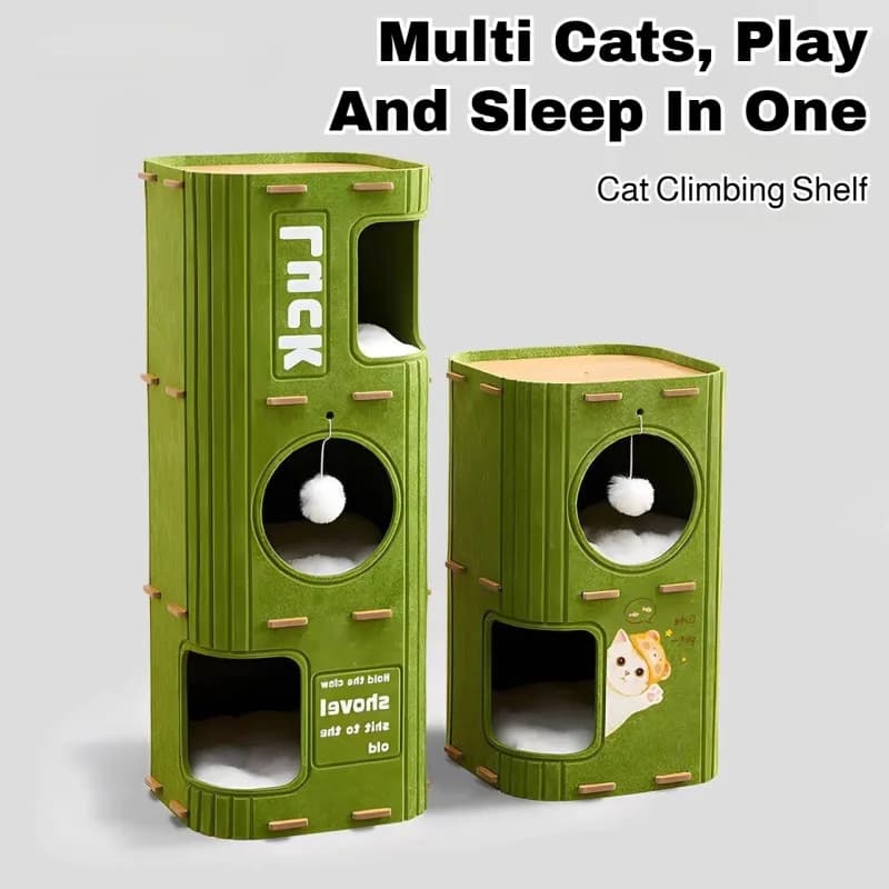 Multi-Level Cat Tree with Enclosed House