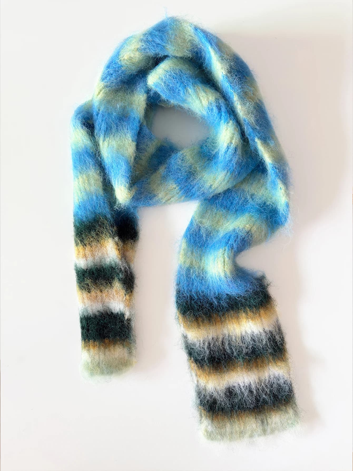 Winter Striped Knit Scarf