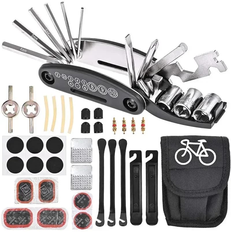 Bicycle Repair Multi-Tool Kit with Pump and Patches