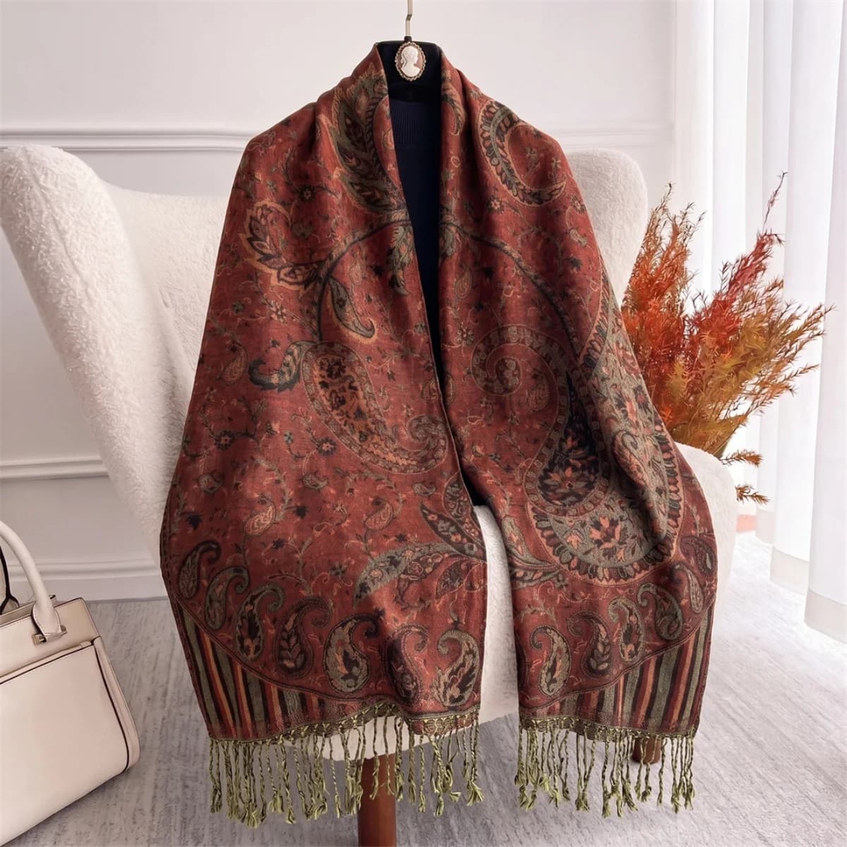 Pashmina Botanical Print Scarf Wrap Shawl