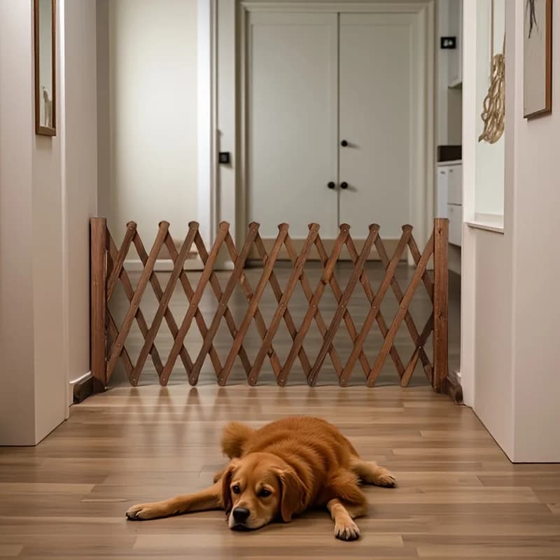 Wooden Pet Fence with Retractable Gate