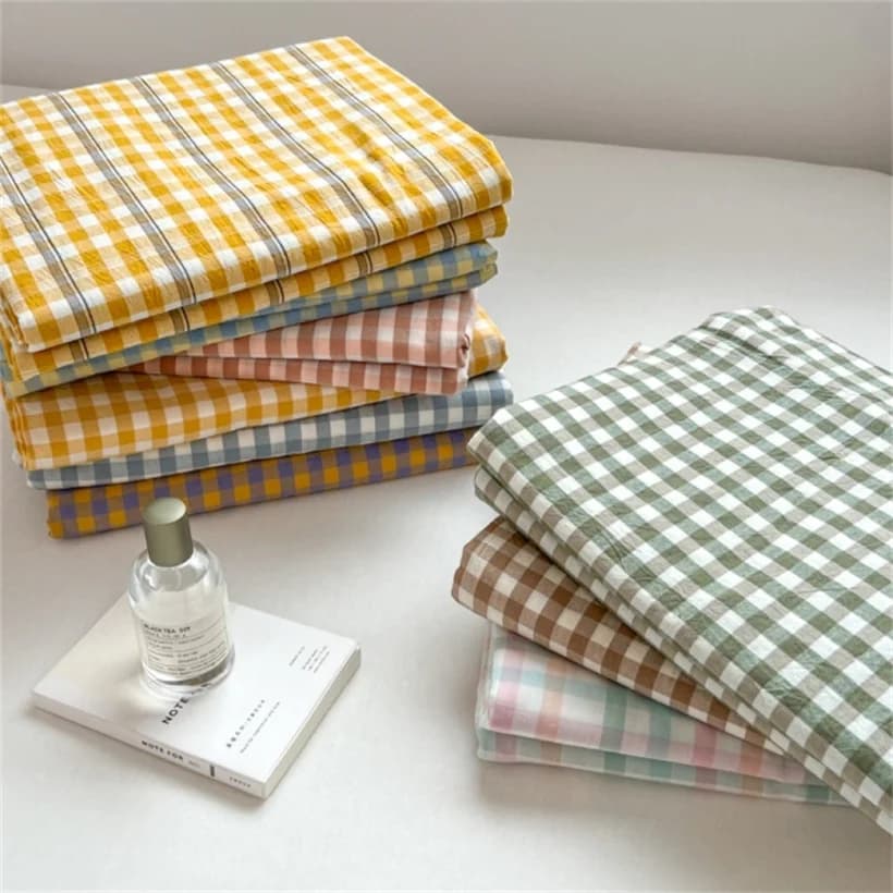 Pure Cotton Flat Sheet Nordic Grid Pattern