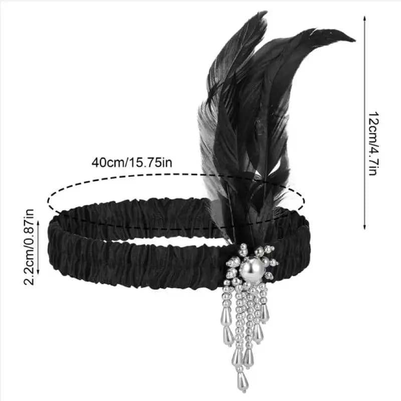 1920s Beaded Feather Hair Headband