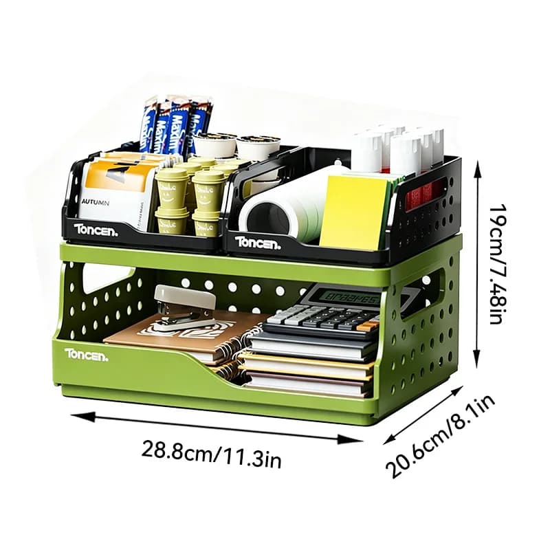 3-Tier Stackable Desk Organizer with Compartments