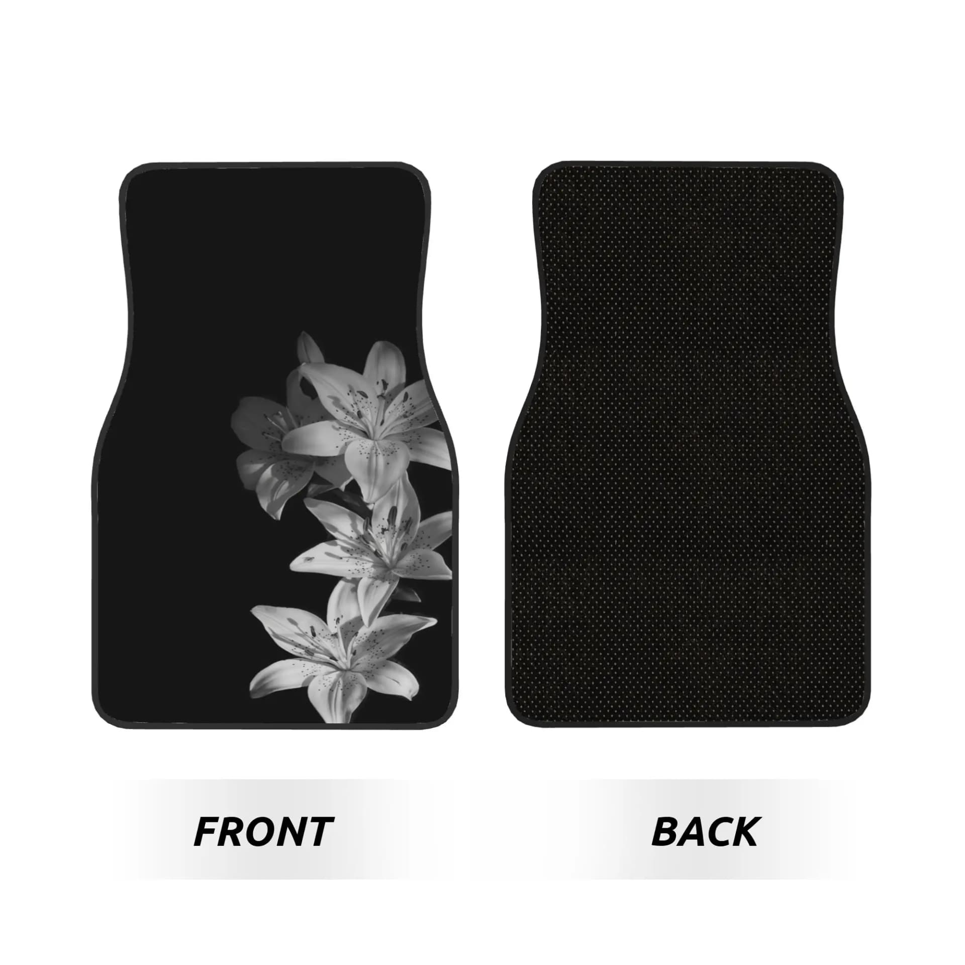 Gray Floral Car Floor Mats Set of 4
