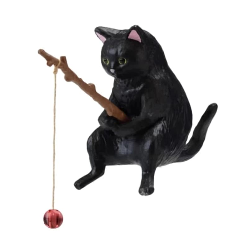 Fishing Cat Ornaments Fish  Landscaping Aquarium Decoration Mini Cat Statue Fish  Accessories Household Supplies