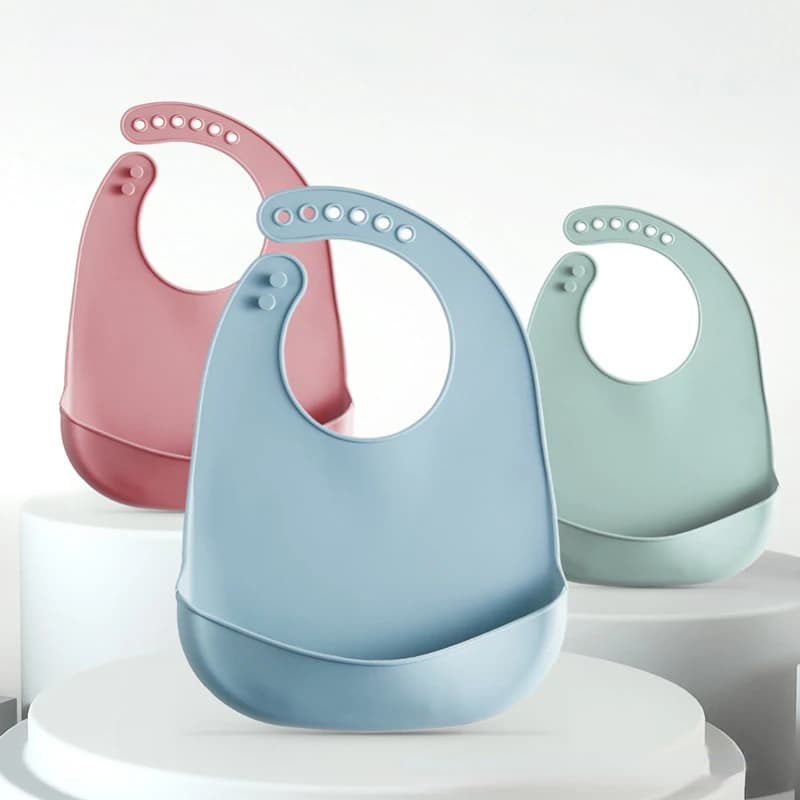 Baby Silicone Waterproof Bibs with Saliva Pocket