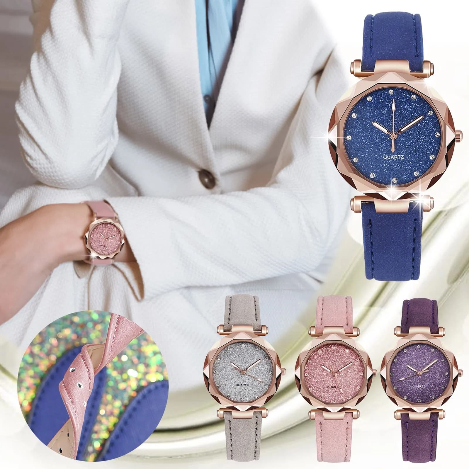 Women'S Watches For Small Wrists Women Belt Scale Dotted Little Watch Watch Frosted Point With Roman Women Relojes Para Mujer