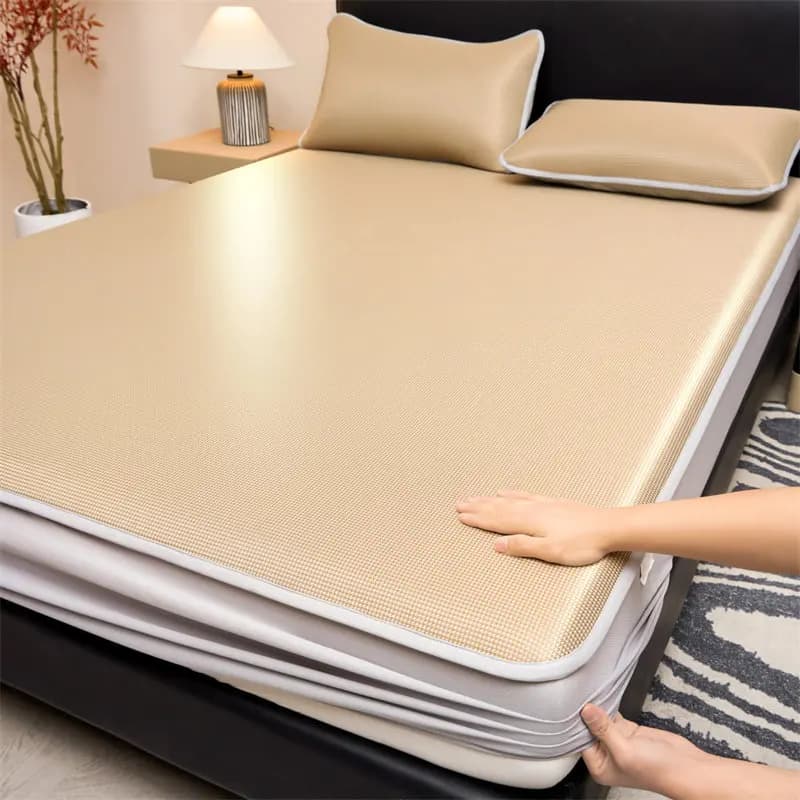 Blue Cooling Bedsheet Set with Pillowcase