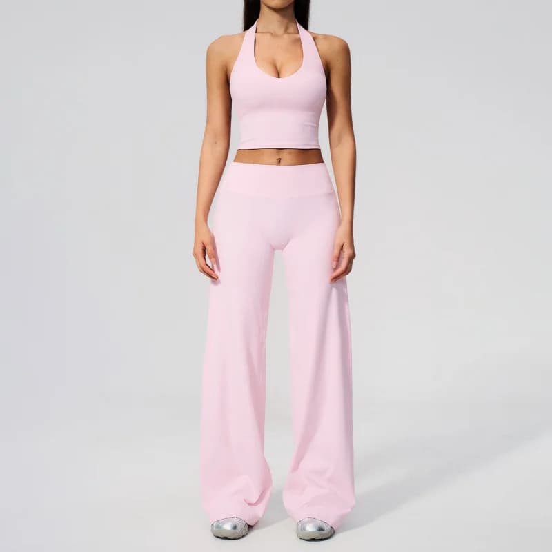 Yoga Set With Halter Neck Beautiful Back V Slim Fit Women's Gym Outfit Outdoor Running Training Fitness Leggings Two-piece Set