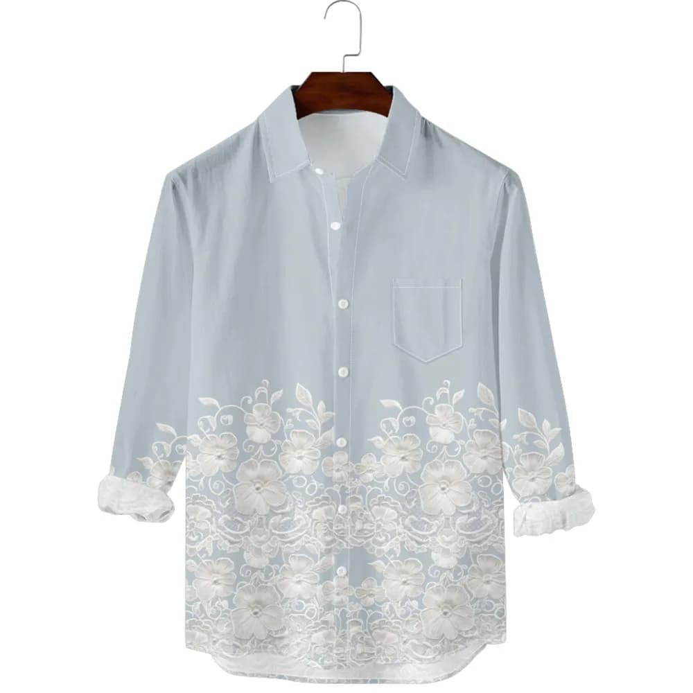 Retro Floral Hawaiian Button-Up Shirt