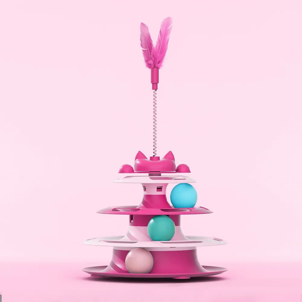 Cat Toys for Self-Entertainment: Interactive Turntable, Teaser Wand, Balls - Anti-Boredom for Kittens & Adult Cats,