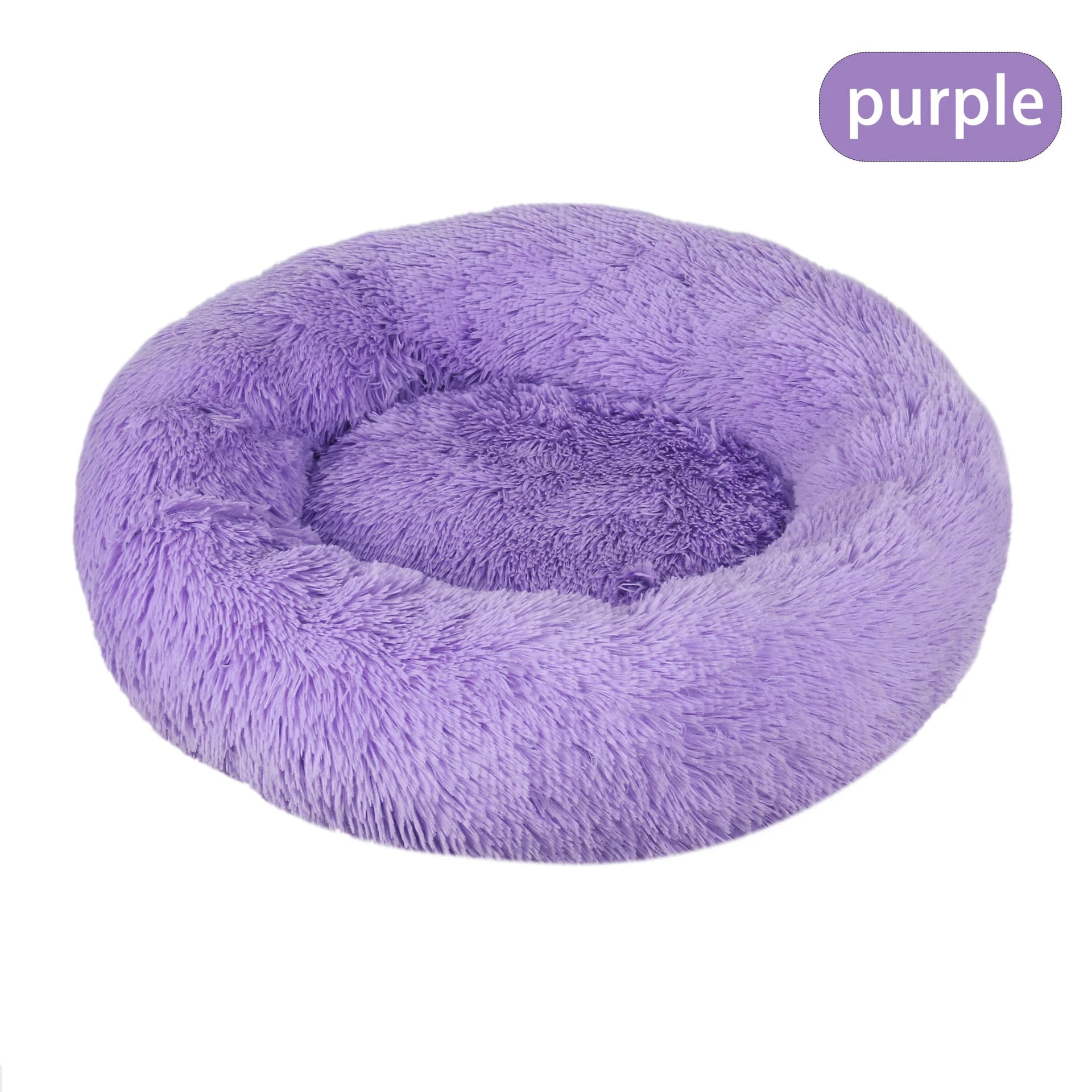 Furry pet bed - round cat bed and dog bed - soft and fluffy pet bed - ideal sleeping companion for kittens and puppies