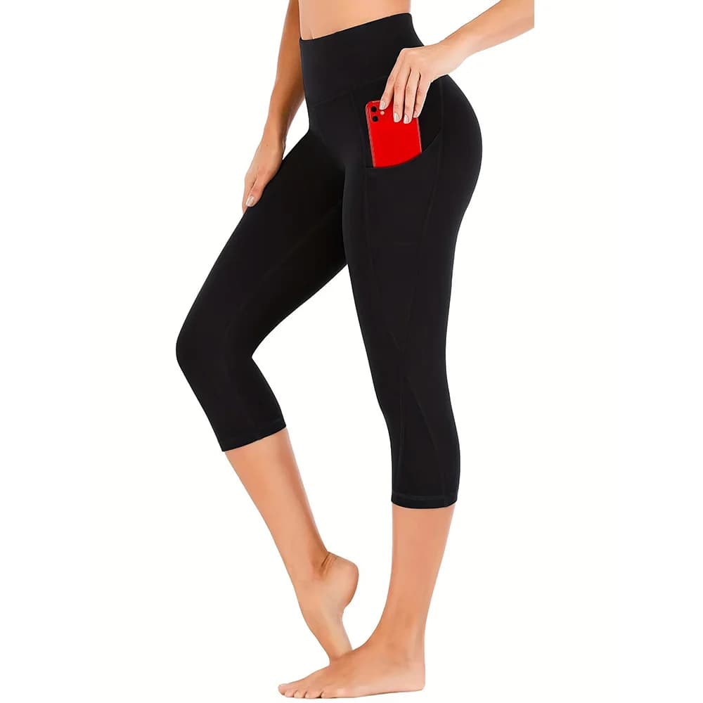 Women's High Waisted Capri Leggings with Pockets