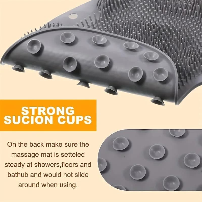 Non-Slip Massage Shower Mat with Exfoliating Brush