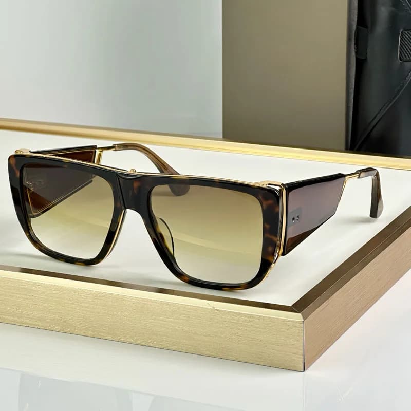 127 Luxury Big Squre Sunglasses with Side Shields for Men Women Acetate Top Quality Vintage Street Fashion UV400 Alloy with Case