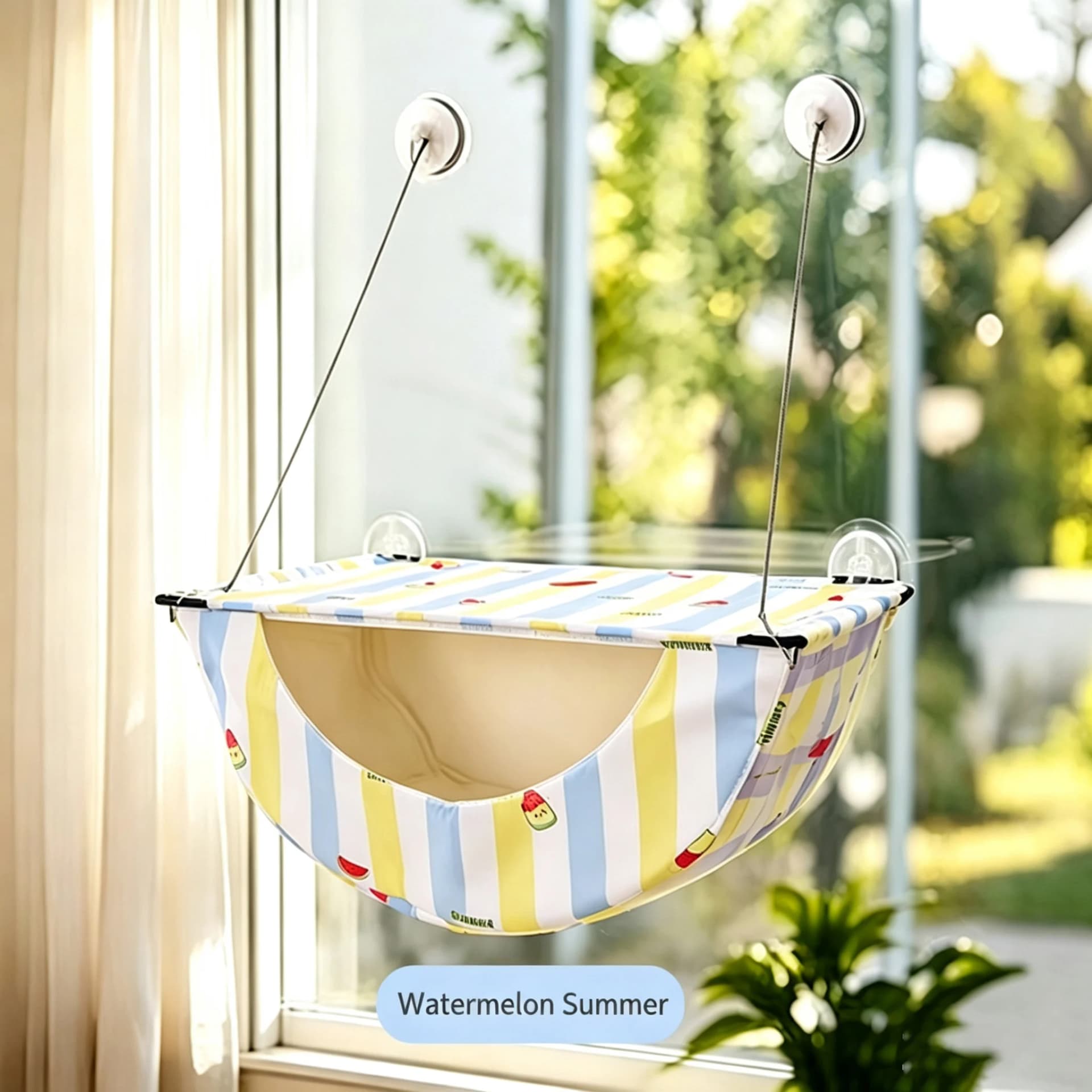 Window Suction Cup Cat Hammock with Storage