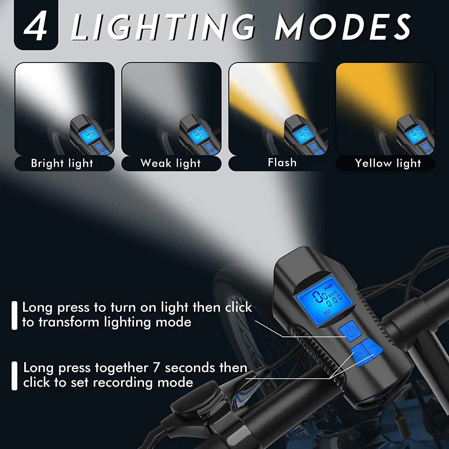 Bicycle Light Set With Horn and Speedometer