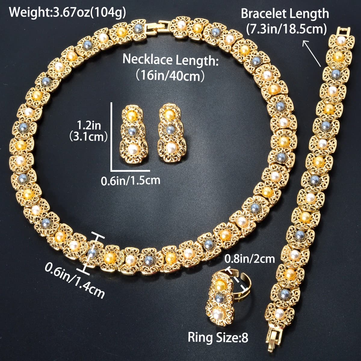 Gold-Plated Bridal Jewelry Set with Zircon