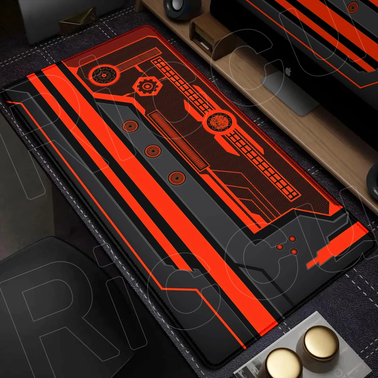 Large Gaming Desk Mouse Pad with Sci-Fi Design