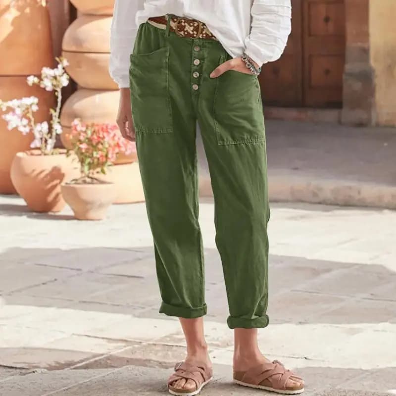 Women's Cotton Linen Capris Pants