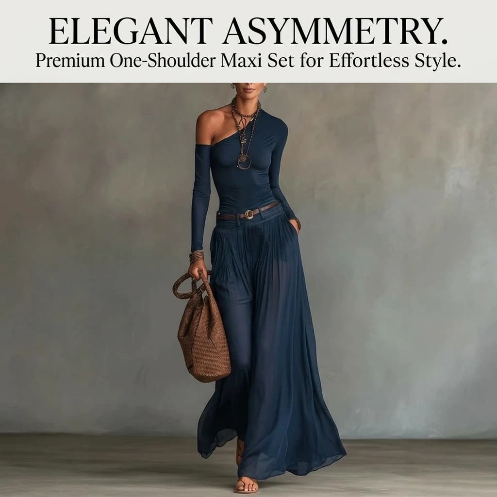 One Shoulder Maxi Skirt Set
