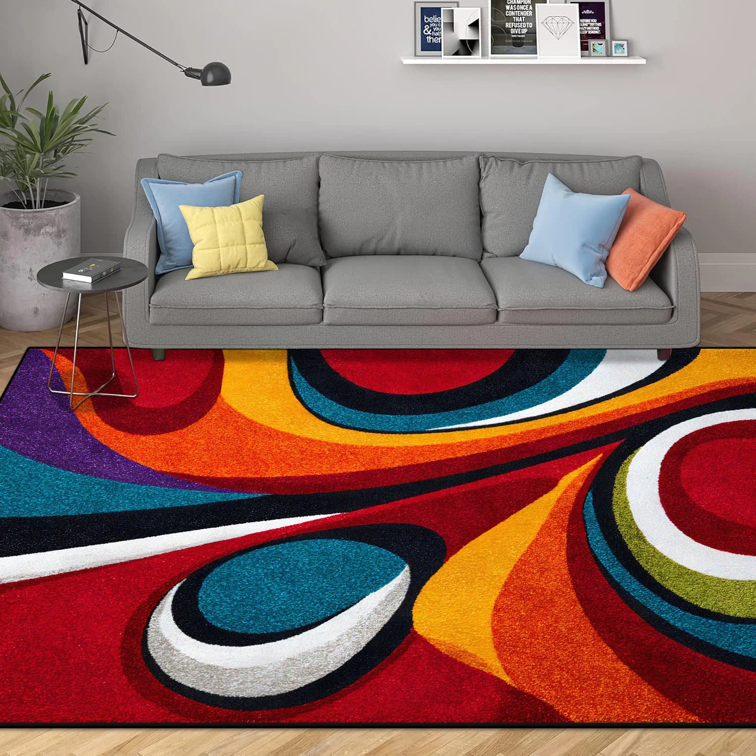 Modern Geometric Area Rug with Non-Slip Base