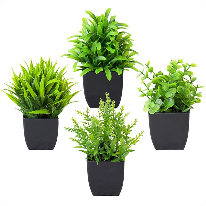 Small Artificial Bonsai Plant in Black Pot