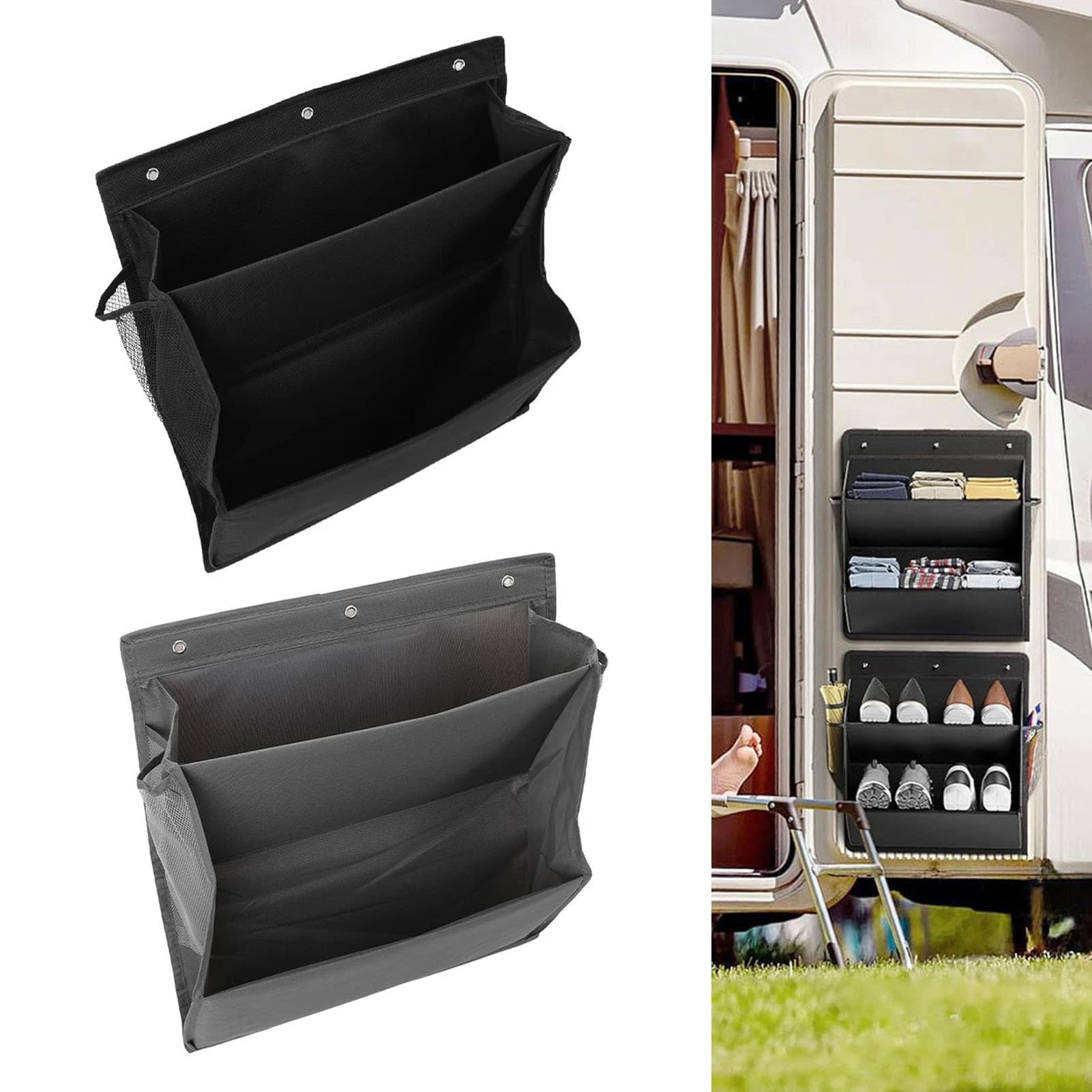 2-Tier Wall Hanging Shoe Organizer with Adhesive Hooks
