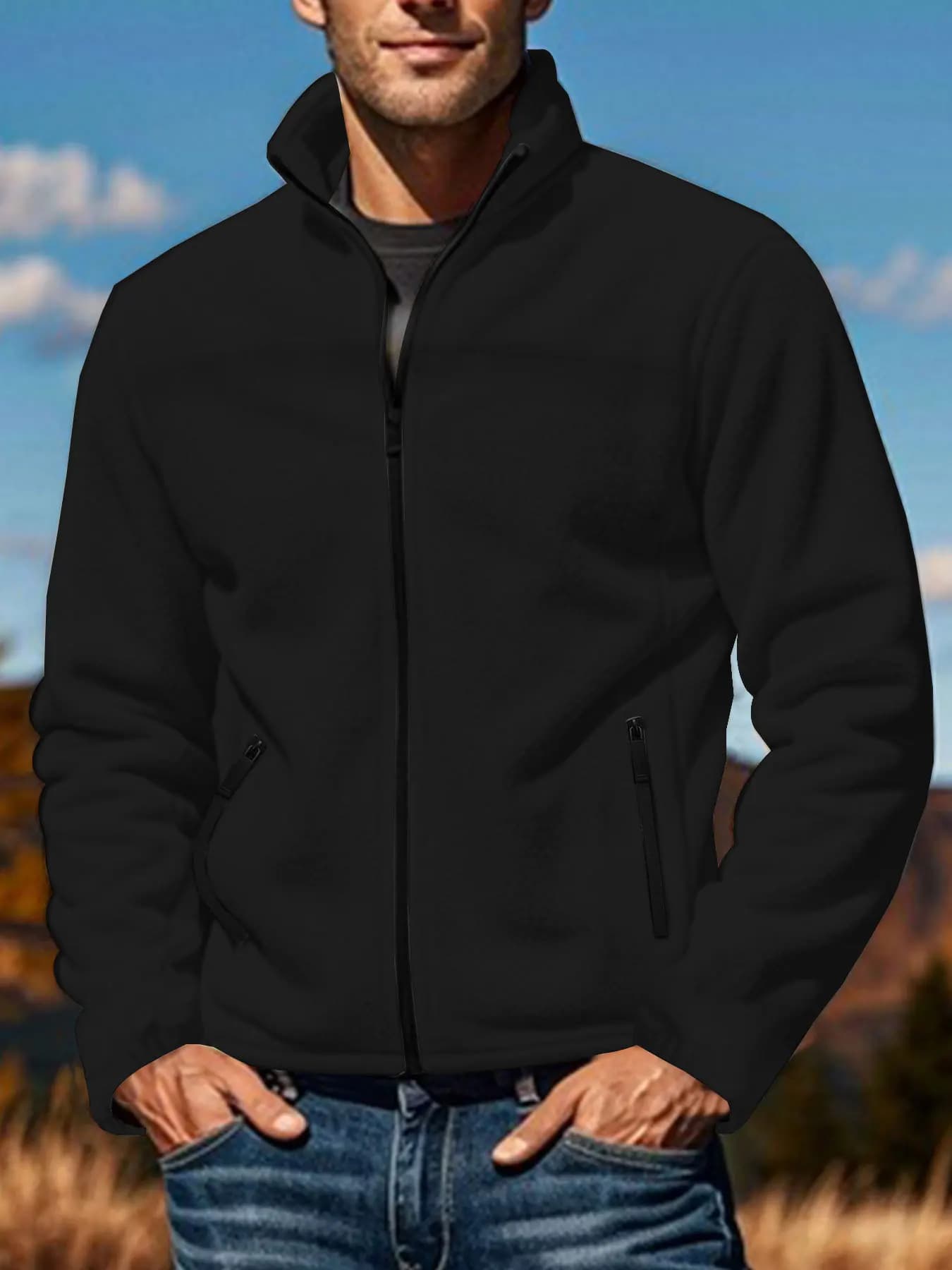 Stand Collar Zip Jacket