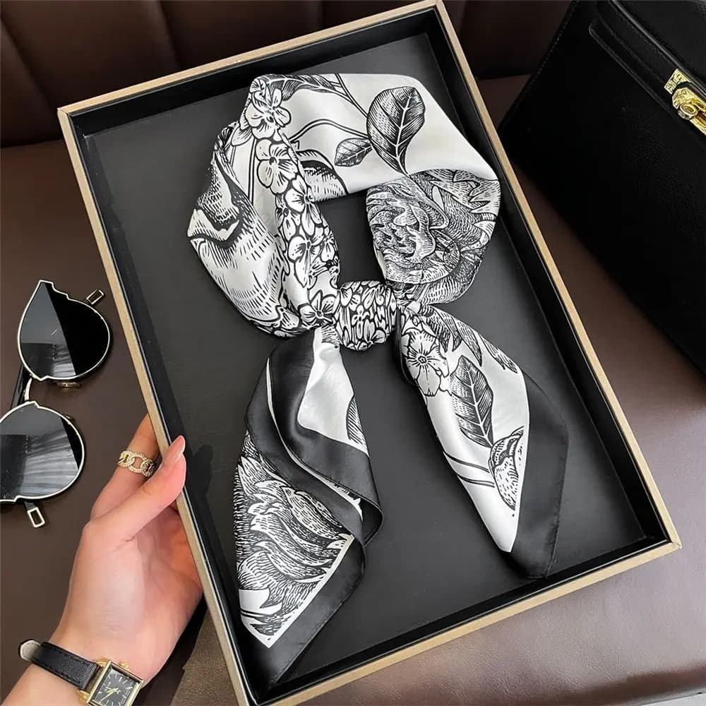 Square Silk Scarf with Lemon Print