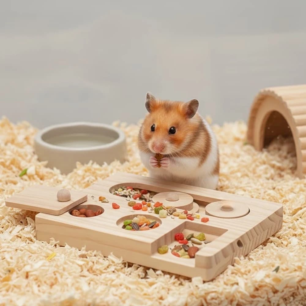 6-in-1 Wooden Foraging Toy for Small Pets