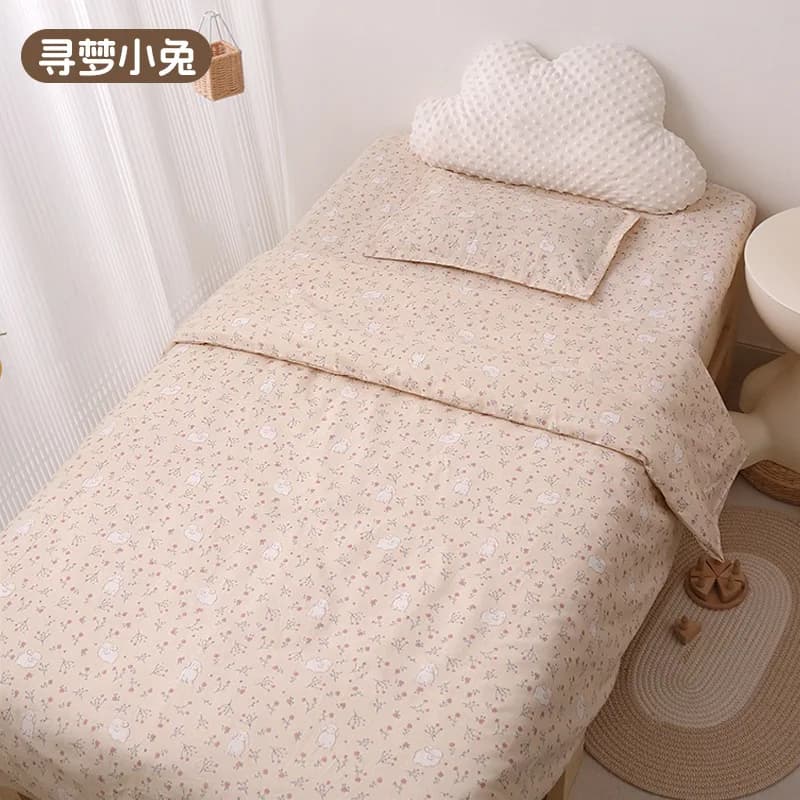 3Pcs Set Newborn Baby Crib Bedding Sets Cotton Soft Cartoon Print Color Bedroom Bed Cot Linen Quilt Cover Case Sheets Pillow