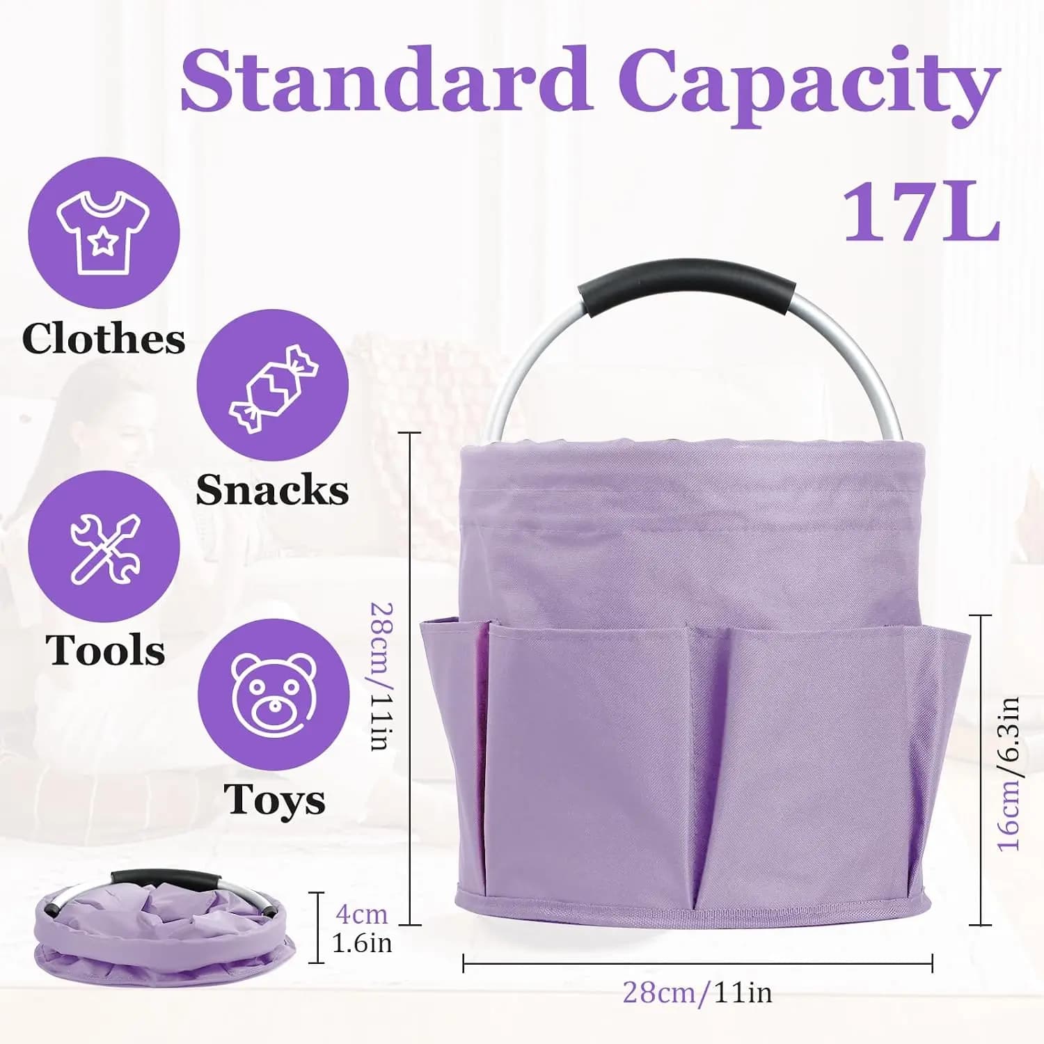 17L Foldable Cleaning Caddy with Handle