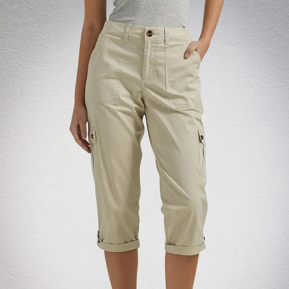 Women's Mid-Rise Cropped Cargo Capri Pants
