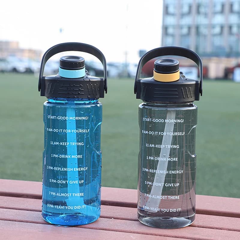 3 Liter Water Bottle with Straw 2L 1L Large Big Motivational School gym Sports Drinking Bottle