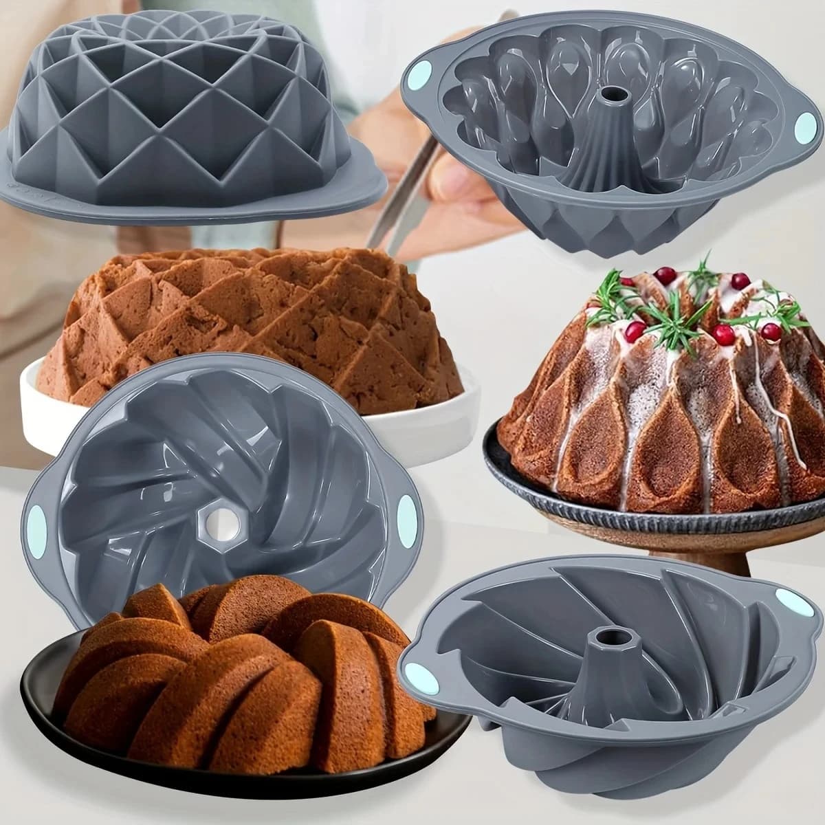 Silicone Bakeware Set with Assorted Cake Molds