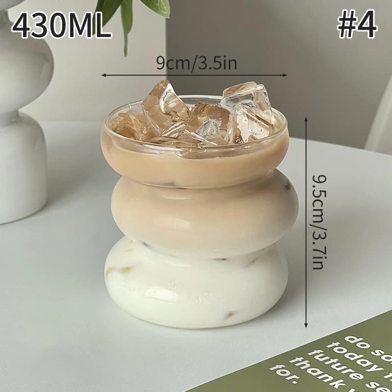 Glass Drinking Cup with Grip Pattern