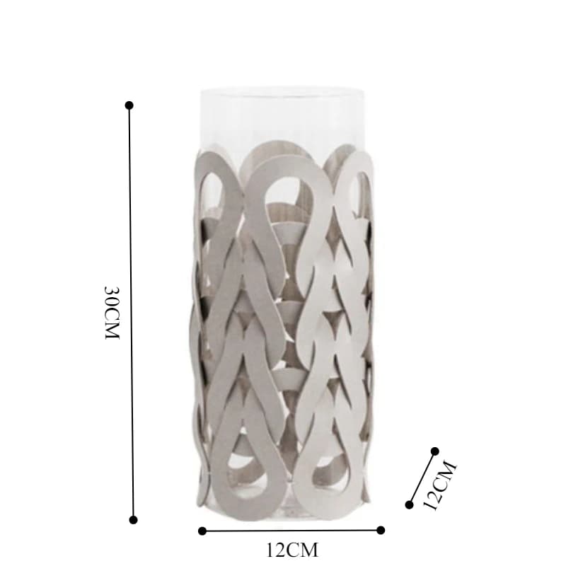 Glass Vase with Leather Weaving Accent