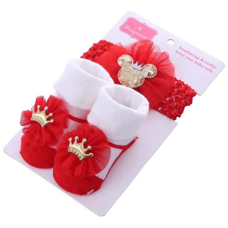 Baby Girl Socks and Bow Headband Set