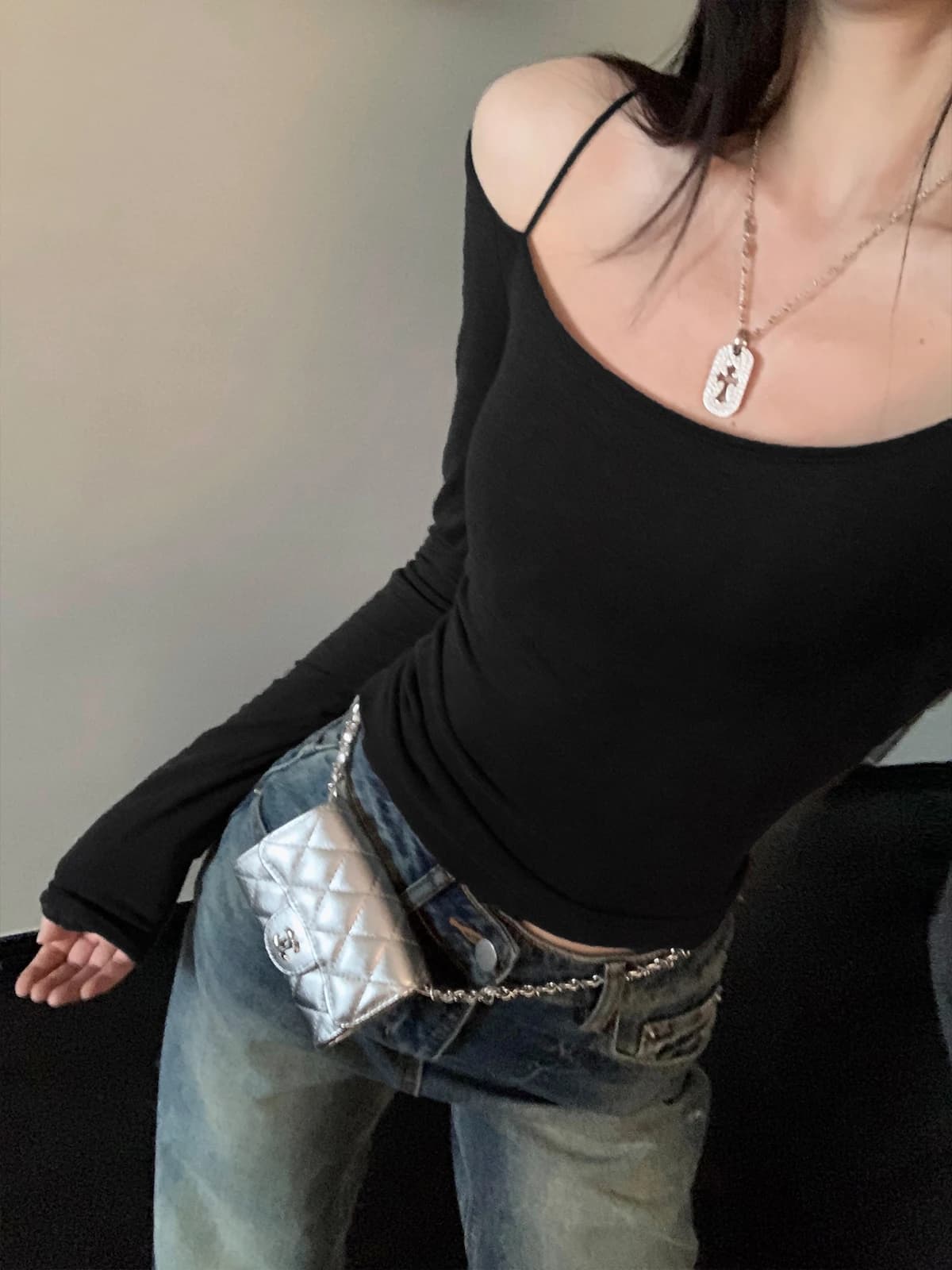 Women's Slim Fit One-Shoulder Long Sleeve Top