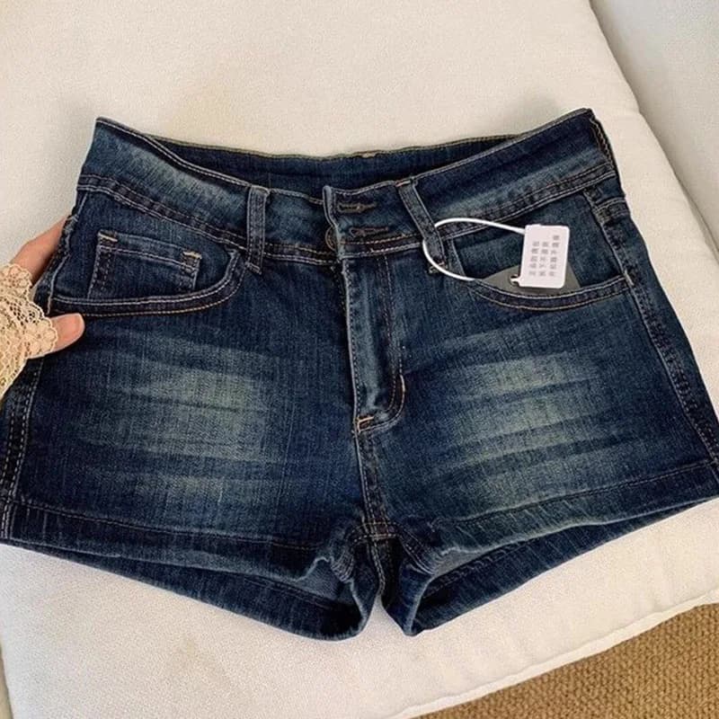 Women's Low-Waisted Skinny Denim Shorts
