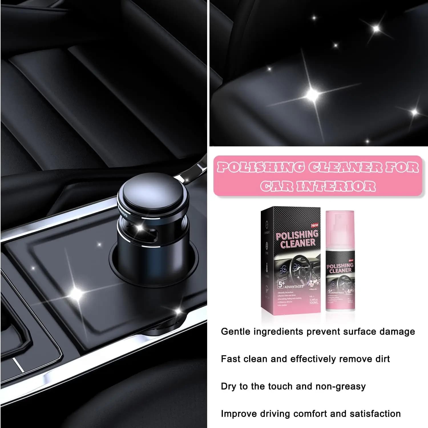 Car Interior Cleaner, Vehicle Interior Polish, 100ml Car Interior Cleaner, Interior Detailer Spray, Total Car Interior Cleaner