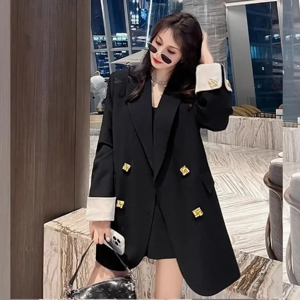 Long Solid Blazer Jacket for Women