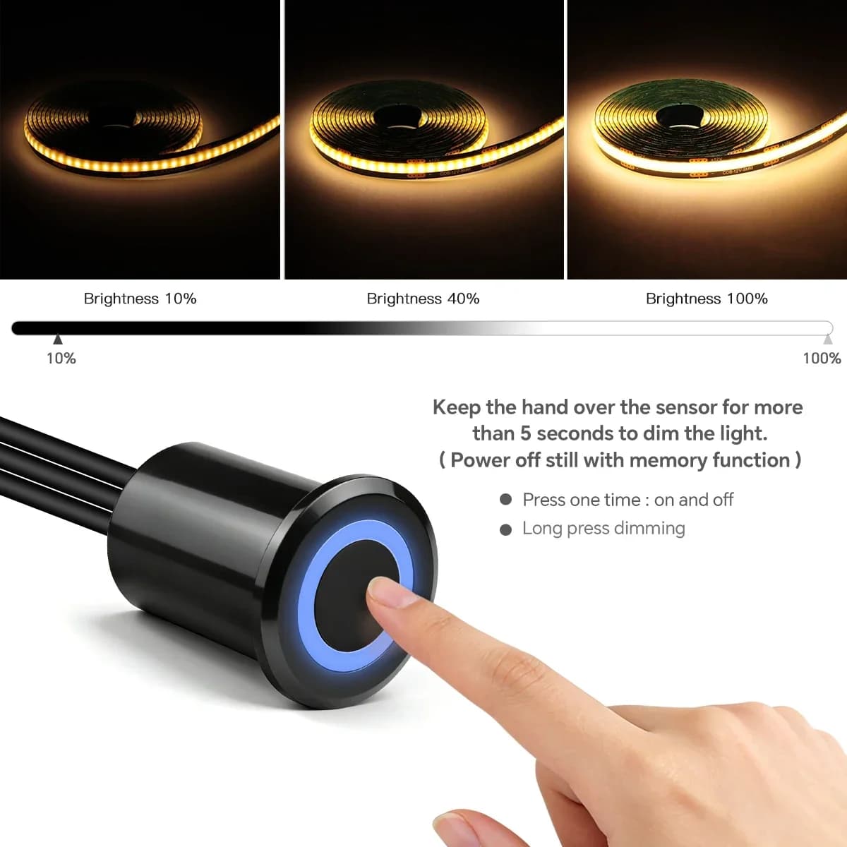 LED Strip Light Kit 2-10 PCS Linkage Lighting EU US UK Black PCB Board With Embedded Touch Switch & Touch/Hand Scan Panel Switch