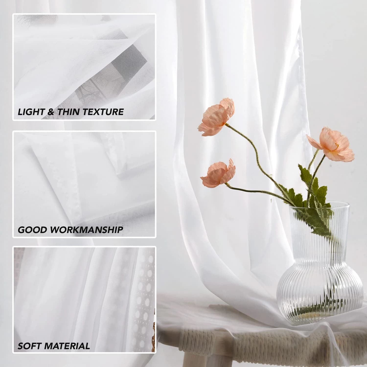White Sheer Voile Grommet Curtain Panel