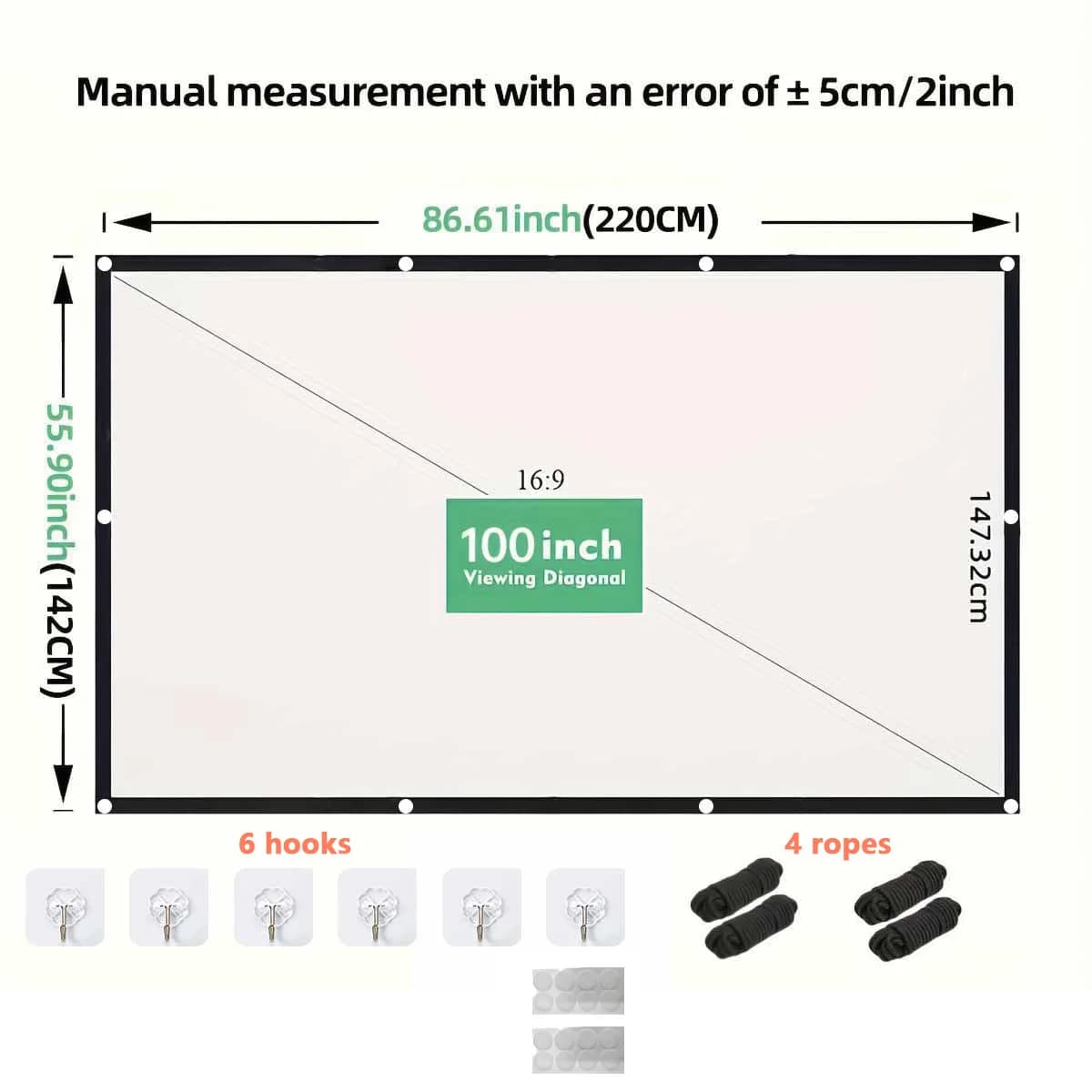 Portable Foldable Projector Screen 72-150 Inch