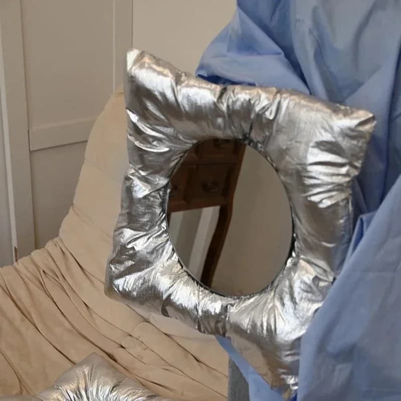 Square Silver Pillow Wall Mirror